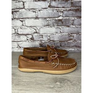 Hammacher Schlemmer Brown Leather Moccasins Loafers Shoes Men’s Sz 10M US/43EU